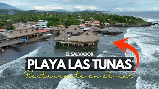 PLAYA LAS TUNAS  ¡Increíble Restaurantes DENTRO Del MAR en El Salvador  Turismo 🇸🇻 [upl. by Llerral]