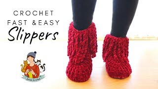 Crochet Fast And Easy Slippers  House Boots [upl. by Pattin]