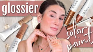 GLOSSIER SOLAR PAINT Liquid Bronzer  Swatches Application amp Honest Review [upl. by Letnohs]