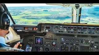 British Aerospace BAe Avro RJ100 Landing Cockpit View [upl. by Nicoli932]