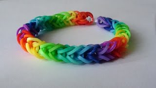 Cum sa faci bratari curcubeu model coada impletita din elastice Loom Bands [upl. by Enicar]