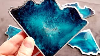 842 Gorgeous Effects From Mica Pigments And Alcohol Ink In These Resin Geodes Coasters [upl. by Seravart]