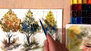 Acuarela Consejos y técnicas para pintar Árboles  Watercolor Trees [upl. by Ayotan]