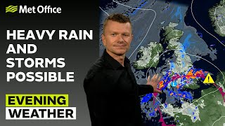 070924 – Heavy downpours in the south – Evening Weather Forecast UK – Met Office Weather [upl. by Yordan]