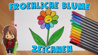 Fröhliche Blume einfach malen für Kinder  ab 5 Jahren  Malen mit Evi  deutsch [upl. by Kere]