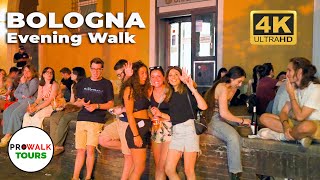 Bologna Italy Evening Walking Tour  4K 60fps with Captions [upl. by Abeh]