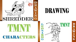 How to Draw Teenage Mutant Ninja Turtles TMNT Characters Step by Step Easy LEONARDO and SHREDDER [upl. by Petty561]