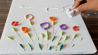 EasyFloral Abstract PaintingJust using cotton clothNo Brush usedDemoDaily Art Therapy Day 018 [upl. by Tega770]