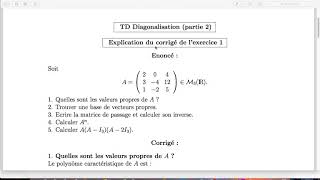 Exercice 1 Diagonalisation [upl. by Einahpetse]