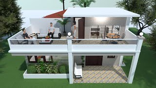 Planner 5D Build Small House Design with High Terrace [upl. by Haym]