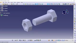 How to make Nut and Bolt in Catia V5Design a Nut and Bolt in Catia for the beginners [upl. by Burt]