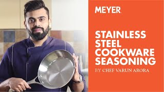 MAKE YOUR STEEL COOKWARE NONSTICK  Meyer Stainless Steel Cookware Seasoning [upl. by Florri]