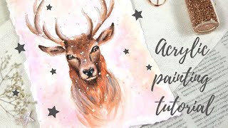 How to paint a deer in acrylics  Acrylic painting tutorial deer [upl. by Ime]