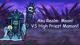 The Battle Cats  Aku Realm Moon VS High Priest Mamon [upl. by Elleyoj]