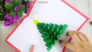 Pop up Christmas cardChristmas pop up cardChristmas craft seriesDay 3DIY Christmas tree card [upl. by Shelah]