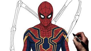 How To Draw Iron Spider  Step By Step  Marvel [upl. by Leund]