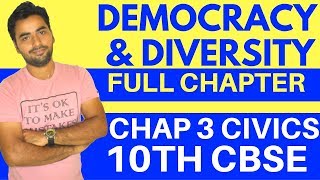 DEMOCRACY AND DIVERSITY FULL CHAPTER  CLASS 10 CBSE CIVICS [upl. by Aerona]