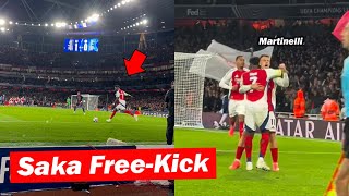 Arsenal Fans Reactions to SAKA Free kick Goal vs PSG  Arsenal vs PSG [upl. by Edeline]