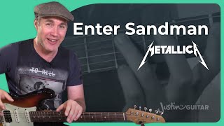 How to play Enter Sandman by Metallica  Easy Guitar Lesson [upl. by Lectra]