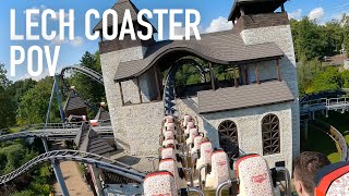 Lech Coaster Back Row POV Legendia Fast Paced Intense Vekoma Bermuda Blitz [upl. by Mehalick]