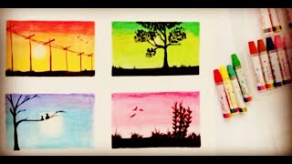 Easy drawing for beginners with crayons  step by step [upl. by Ahsitnauq87]