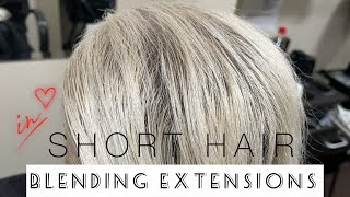 HOW TO BLEND EXTENSIONS ON SHORT HAIR [upl. by Mcgruter121]