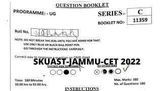 Question Paper of SKUAST Jammu CET for Admission to UG Programmes2022 [upl. by Yelsha]