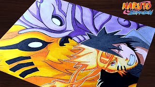 How to DrawquotNaruto vs Sasukequotwith Kurama and Susanoo step by step TutorialNarutoShippuden [upl. by Anelat]