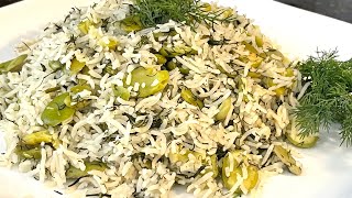 Rice with Fava Beans amp Dill recipe رز مع باقلاء baghali polo [upl. by Auop247]