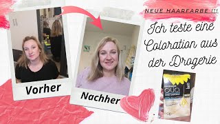 Haare selber färben  mit Coloration aus der Drogerie  kühles Aschblond   Tipps gegen Gelbstich [upl. by Ainnat]