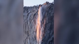 Raw Timelapse of rare firefall in Yosemite National Park [upl. by Farver]