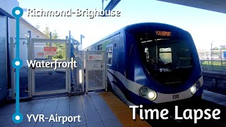 4K60FPS RichmondBrighouse to Waterfront to YVRAirport TIME LAPSE  Canada Line  Skytrain [upl. by Anekahs]