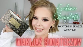 TUTORIAL MAKIJAŻ ŚWIĄTECZNY dla opadającej powieki  EVELINE Chocolate palette  pierwsze wrażenie [upl. by Oirottiv]