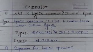 Logical Operators in C  What is logical operator And its types in C programming [upl. by Standley]