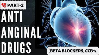 Anti Anginal Drugs Part2  Beta blockers Calcium Channel blockers CCB  Pharmacology [upl. by Ellerad]