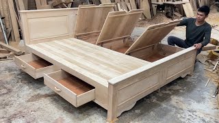 Amazing Woodworking Skills Ingenious Easy  Build A Modern Smart Bed With Secret Storage Compartment [upl. by Eelegna285]