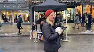 The Sheds with Sid Dirty Ol’ Town The Pogues cover Busking at Ilkley Food Market 031223 [upl. by Ethben]