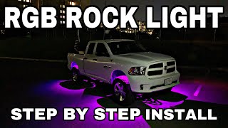 DODGE RAM ROCK LIGHT INSTALL Step by step install of RGB Bluetooth rock lights rocklights [upl. by Ttezil]