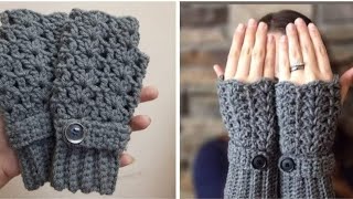 Crochet fingerless gloves، How to crochet gloves without fingers easy and beautiful [upl. by Hawkie]