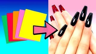 HOW TO MAKE FAKE NAILS FROM PAPER  LOUBOUTIN NAILS DIY [upl. by Norahs942]