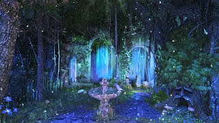 Enchanted Forest Night Ambience 10 hours ✨🌲 Mystical atmosphere nature sounds amp occasional rain [upl. by Nezah]