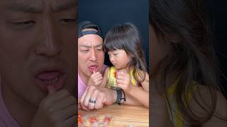 Peeling peach gummies from Korea  her first time trying [upl. by Idnar]