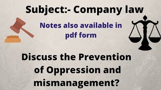 Discuss the Prevention of Oppression and Mismanagement [upl. by Neibart]