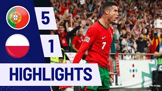 🔴 Portugal vs Poland 51 Highlights RONALDO DOUBLE Nations League 202425 [upl. by Ybur]