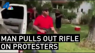 Man Pulls Assault Rifle on Protesters in Upland Area  NBCLA [upl. by Jauch]