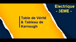 Table de vérité amp Tableau de Karnaugh logique combinatoire 3EME technique [upl. by Robertson]