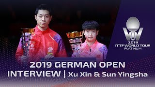 Xu Xin amp Sun Yingsha Interview  2019 ITTF German Open [upl. by Dugas]