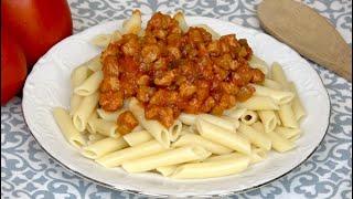 MACARRONES CON SOJA TEXTURIZADA A LA BOLOÑESA Fácil y Rico 🇮🇹 MACARONI WITH TEXTURED SOYA BOLOGNESE [upl. by Trevorr]