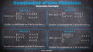 4 Exercices Continuité dune fonction en un point corrigés [upl. by Dannel]