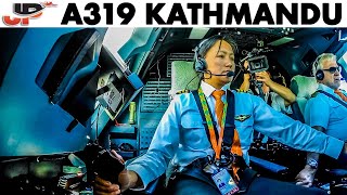 Piloting Tricky Approach to Kathmandu  Airbus Cockpit View [upl. by Deys]